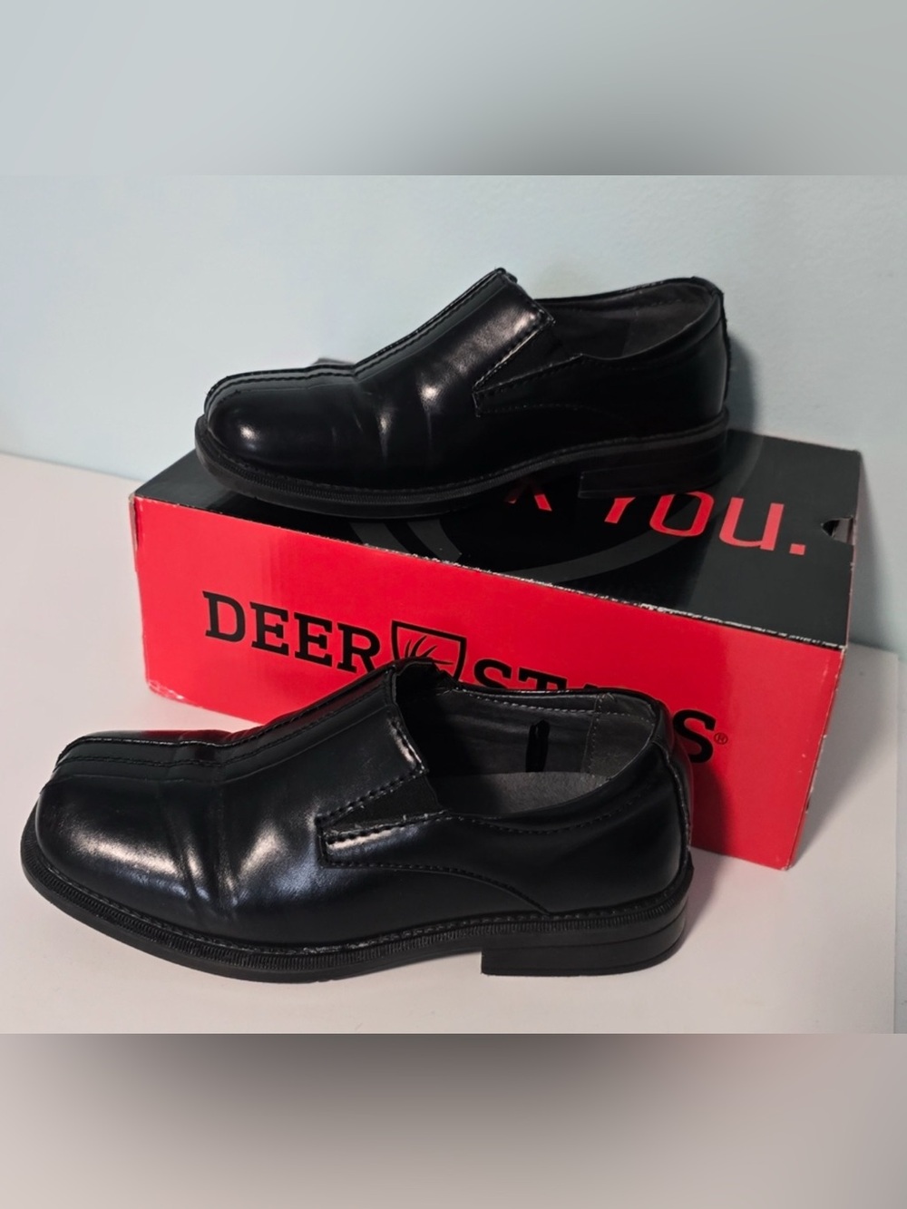 Deer Stags Boys' Size 13.5 Black Dress Shoes